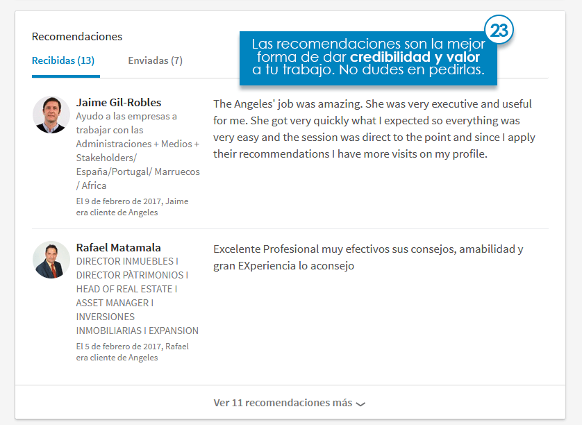 perfil linkedin recomendaciones